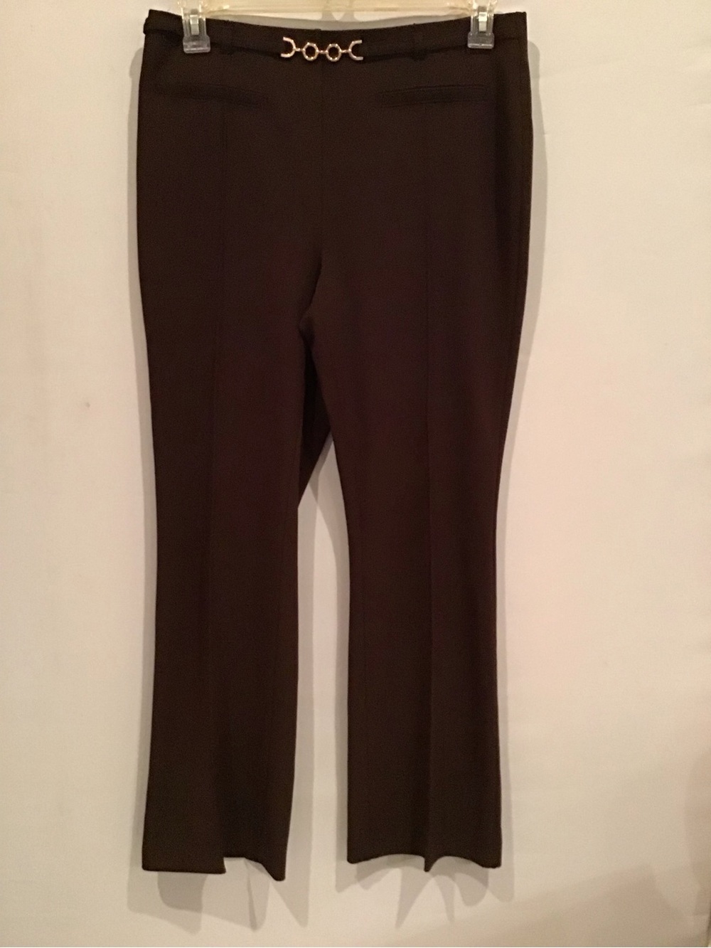 462 New York & Company Burgundy Boot Cut Pants with Gold Accent